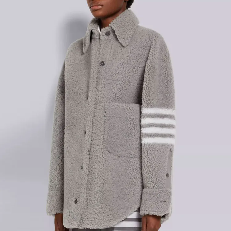 THOM BROWNE 4 Bar Buttoned Oversized Shirt Jacket-3