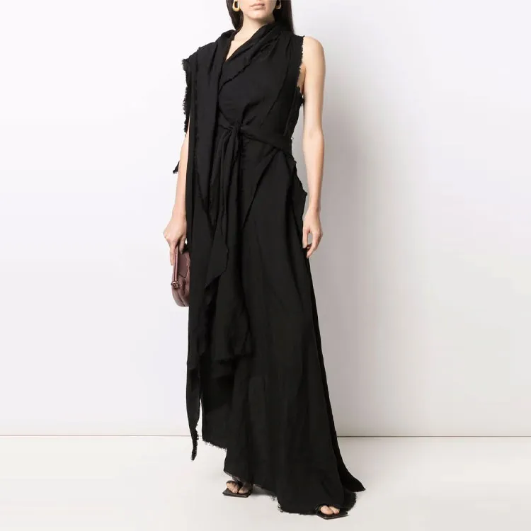 Yohji Yamamoto Asymmetric Draped Maxi Dress-1
