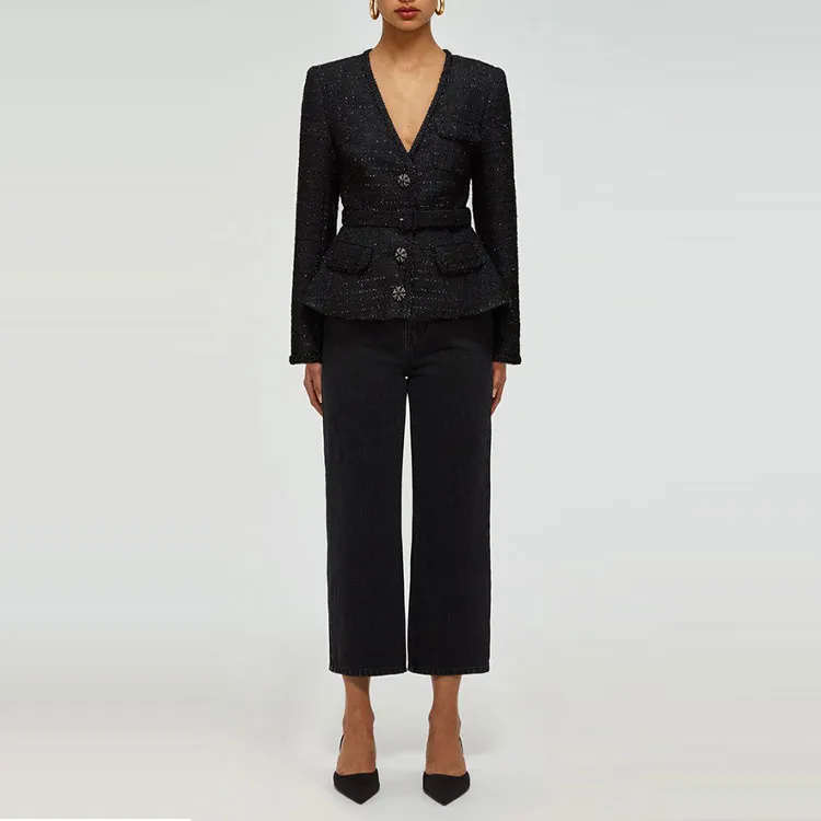Self portrait SS22 Cropped Coats Women's Black-2