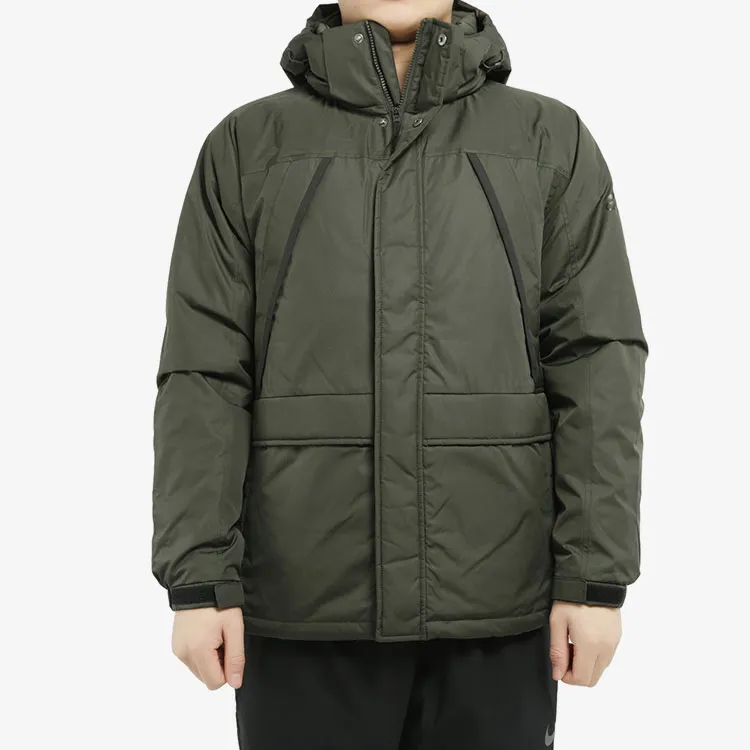 Adidas Solid Color Hooded Down Jacket Men's Green-1