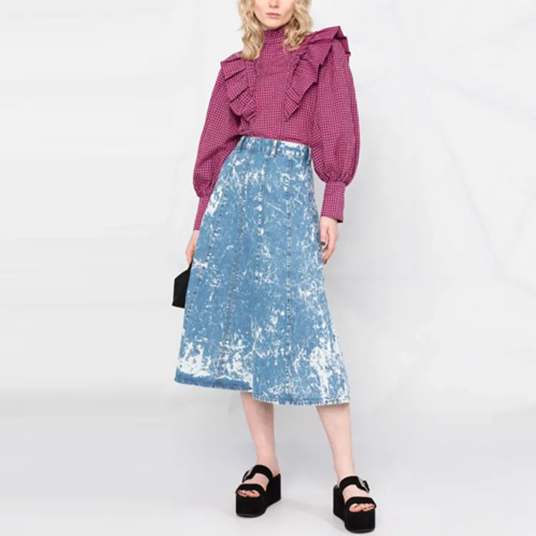 GANNI Check-pattern Long-sleeve Blouse-2