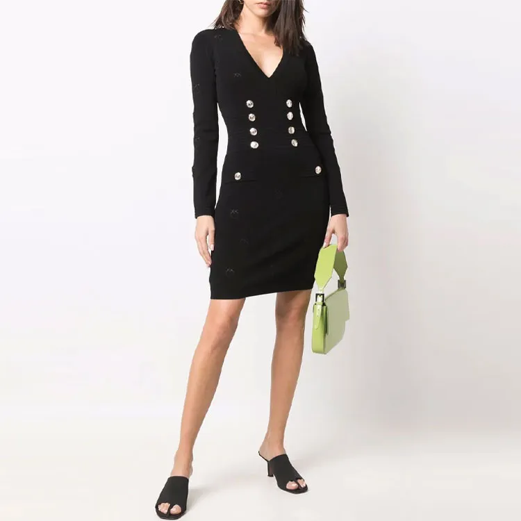 PINKO SS22 Long Sleeved Dresses Women's Black-1