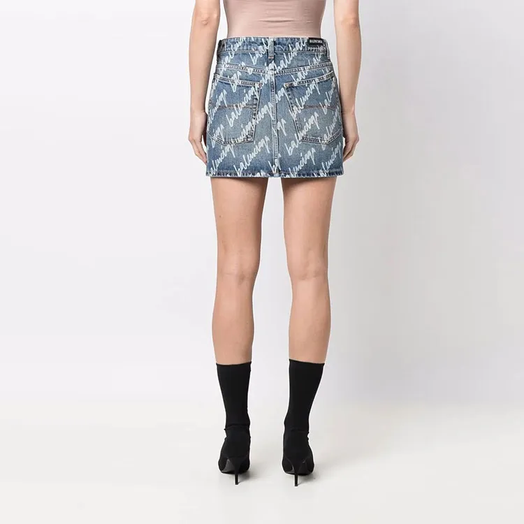 Balenciaga Allover Logo Low waist Miniskirt-4