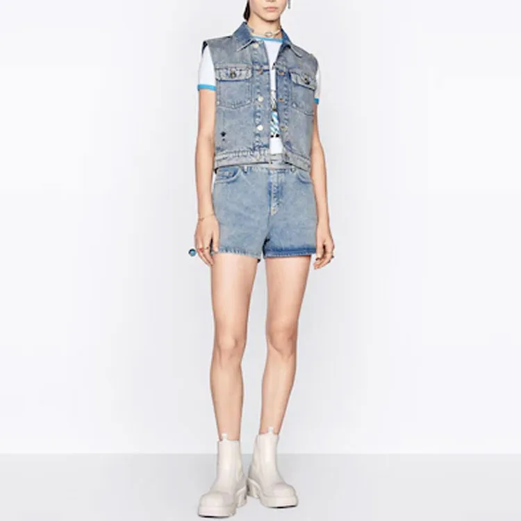 DIOR Quarterly New Products Denim Shorts Women's Blue-2