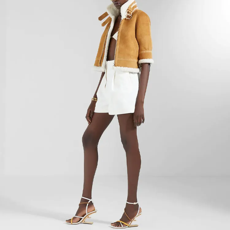 FENDI Leather Jackets Women's Brown-2