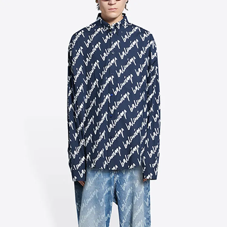 Balenciaga Shirts Men Blue-4