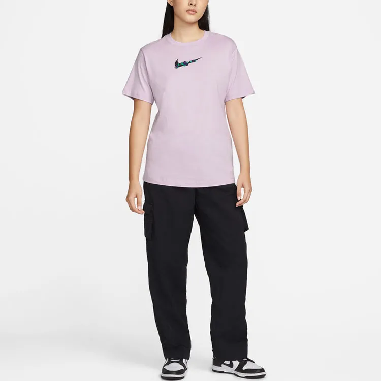 Nike Drop Shoulder Sleeve T Shirt Women's Pink Purple-2