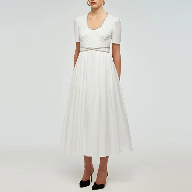 Self portrait Short Sleeved Dress Women's Pure White-2
