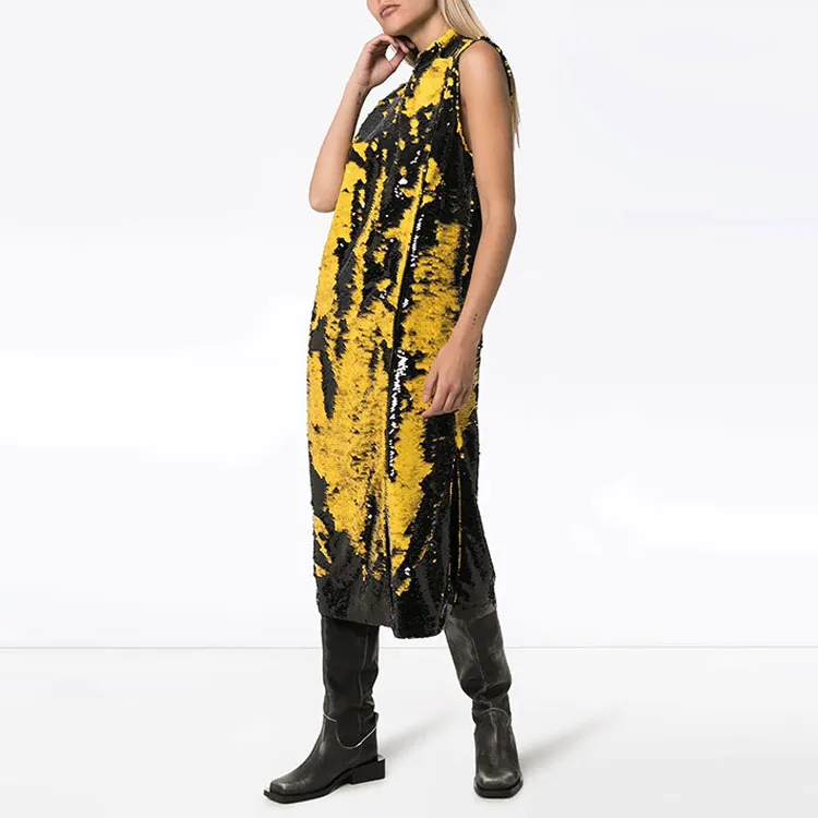 GANNI Sleeveless Dresses Women's Yellow-2