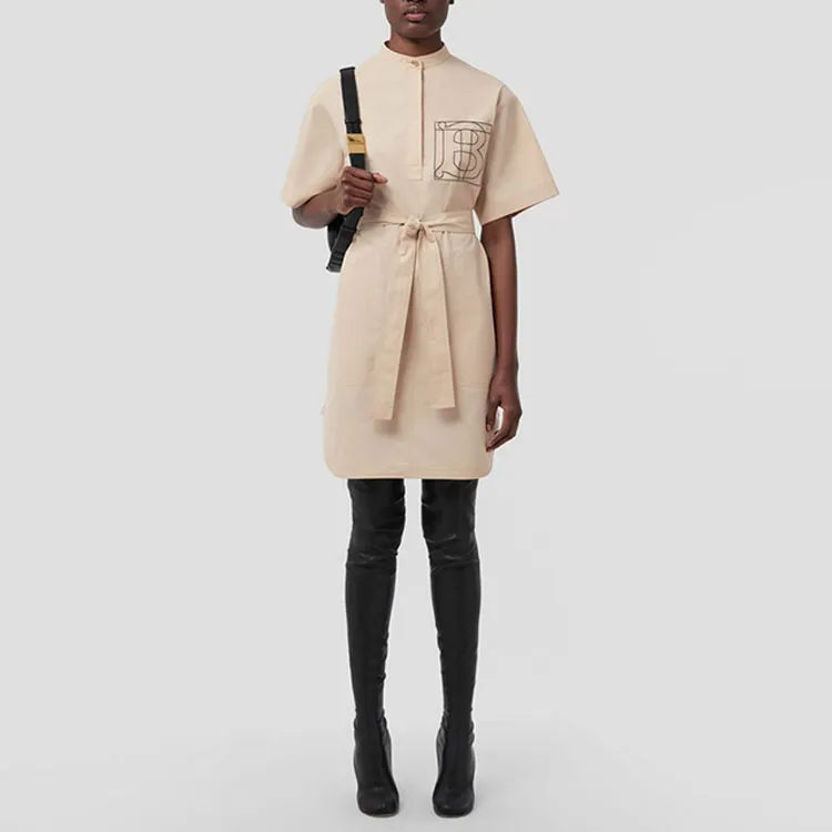 Burberry SS22 Short Sleeved Dress Women's Almond Beige-1