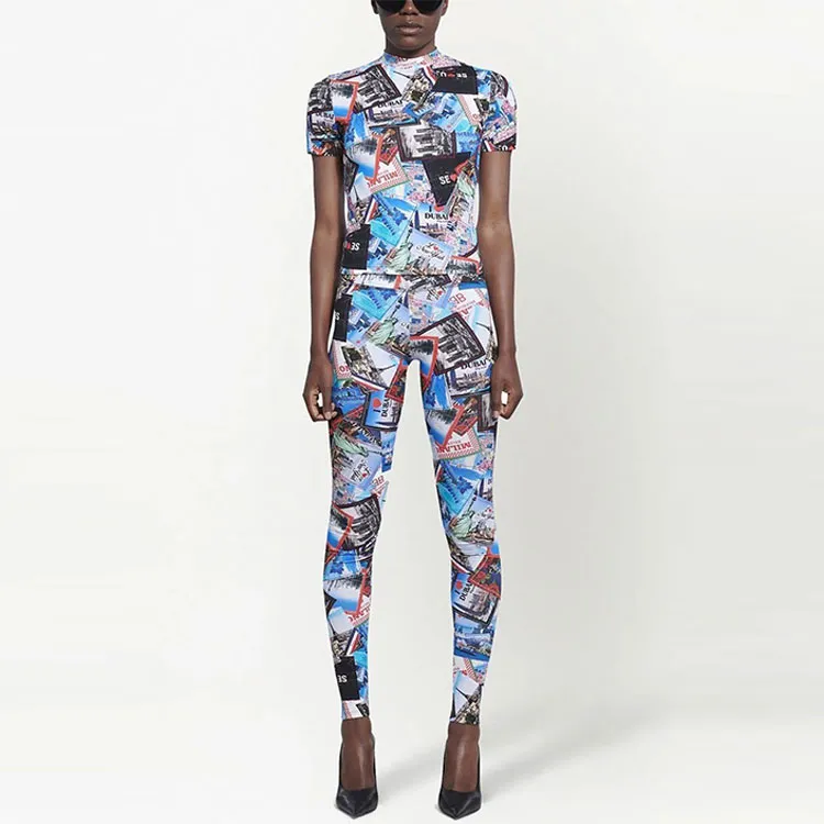 Balenciaga Allover Cities Stretch Top 'Grey'-1
