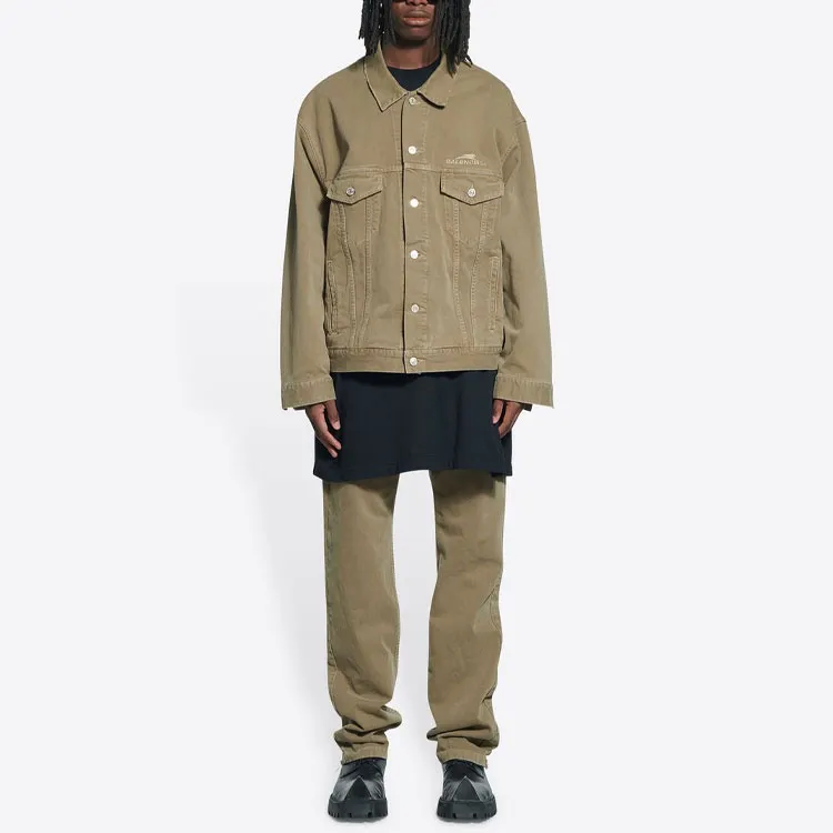 Balenciaga Denim Jackets Men Brown-2