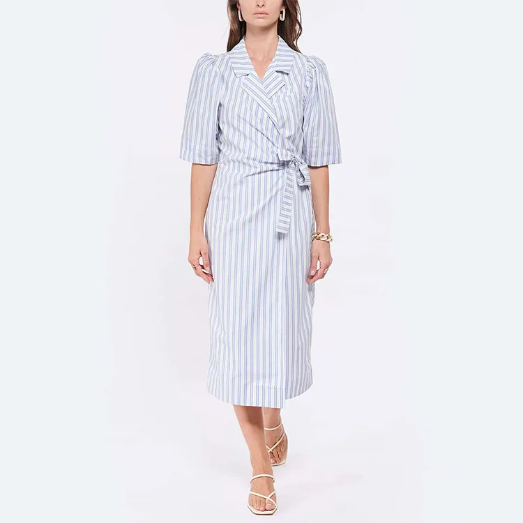 GANNI Short Sleeved Dress Women's Blue-2