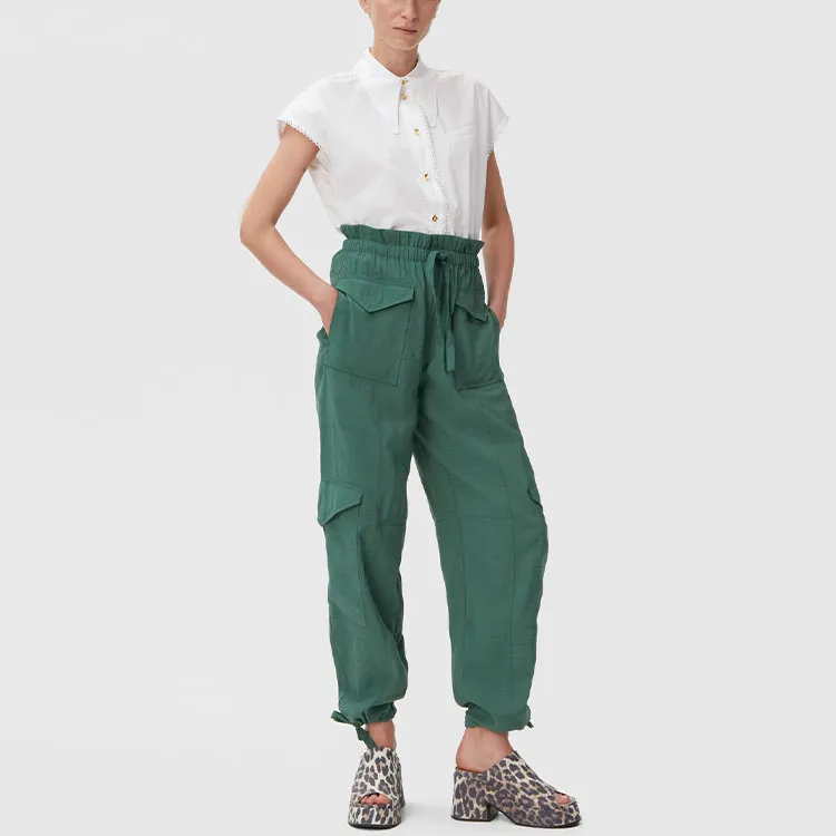 GANNI Cargo Pants Women's Green-2