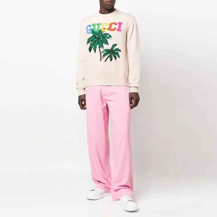 GUCCI Palm Tree print Wool Sweater-1