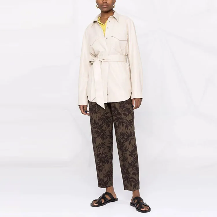 NANUSHKA Vegan leather Belted Oversize Shirt-1