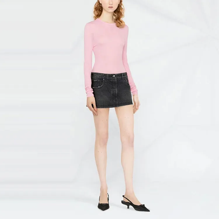 PRADA Denim Washed Ultra Mini Skirt 'Black'-1