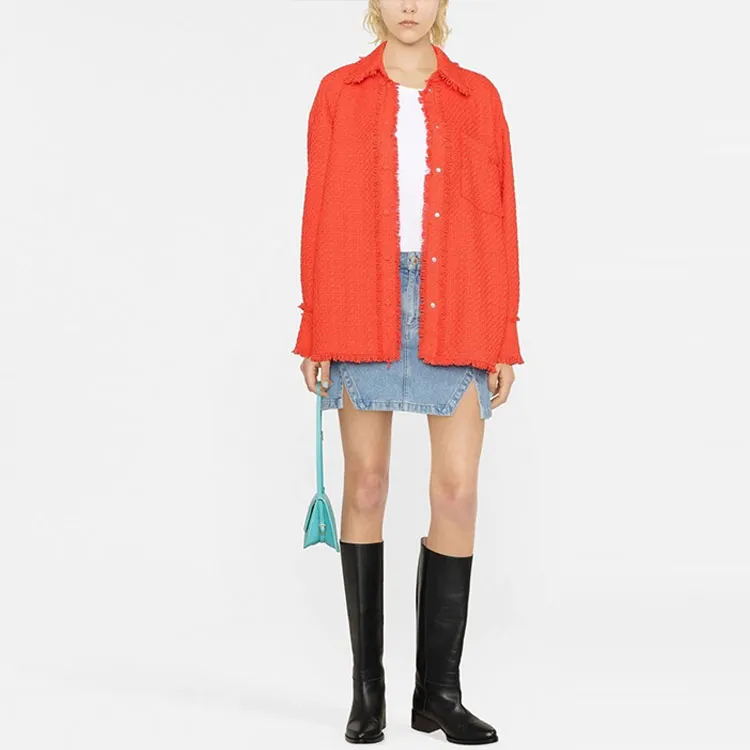 MSGM Fringed Tweed Overshirt-1