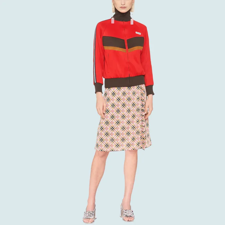 MIU MIU SS21 Knit Long Skirts Women's Pink Beige-1