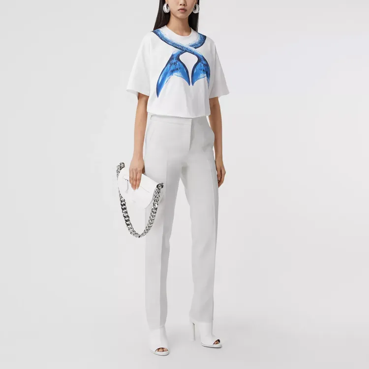Burberry SS21 Casual Pants Women's Glossy White-2