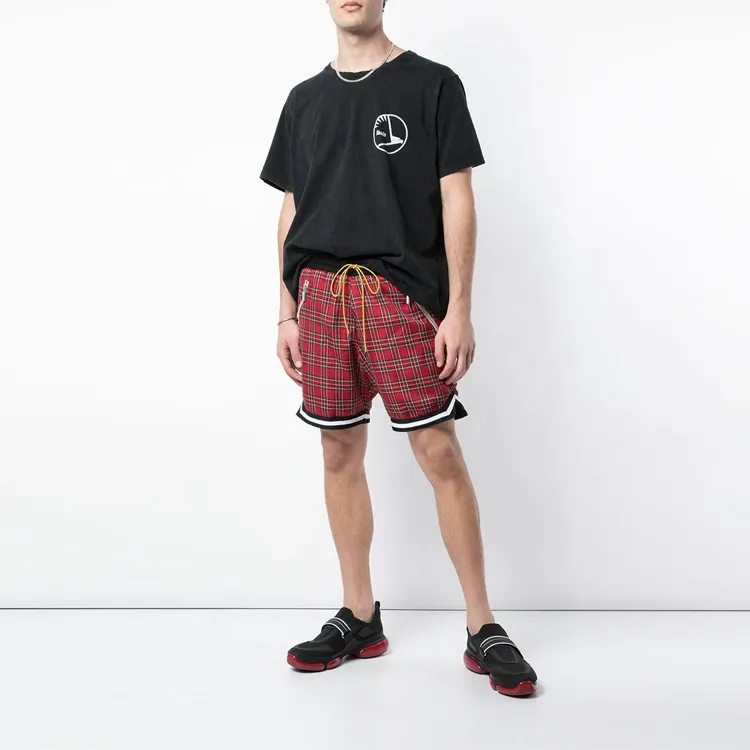 RHUDE Basketball Shorts Men Black Red-1