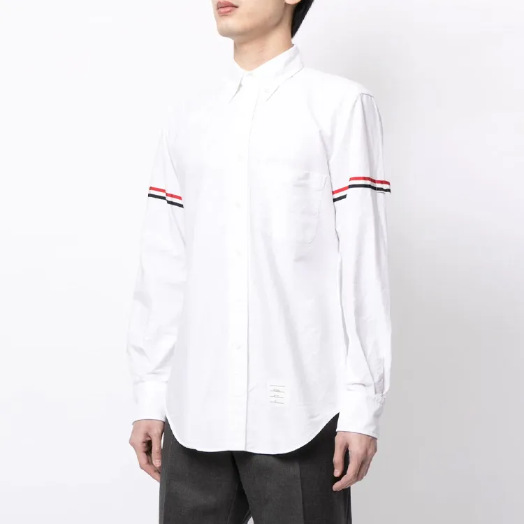 THOM BROWNE Armband detail Seersucker Cotton Shirt-2