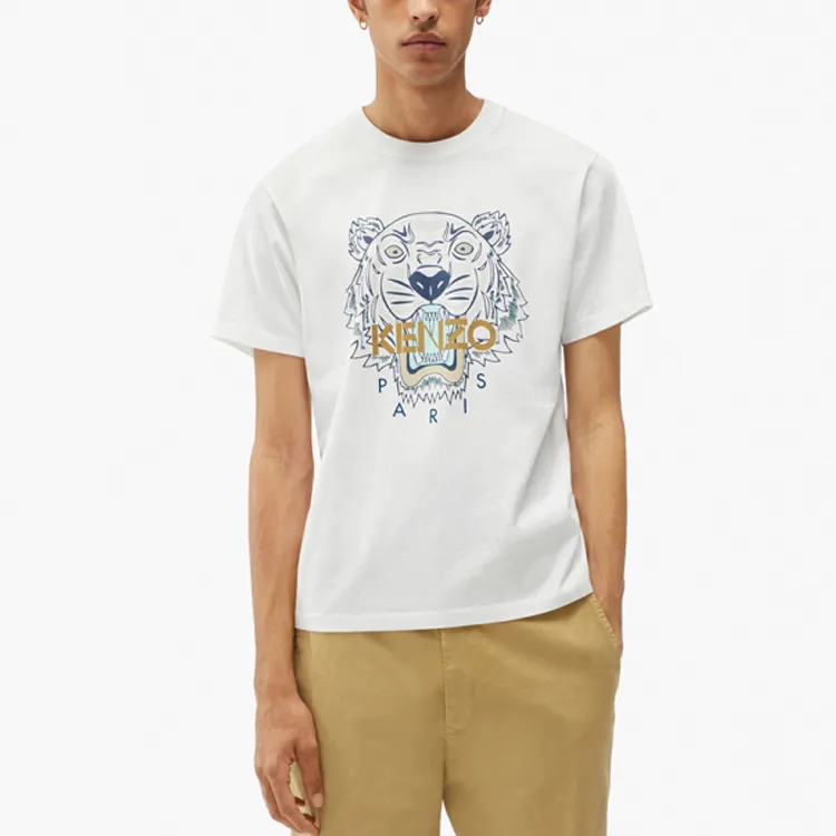 KENZO Classic Tiger Head T Shirts Men White-2