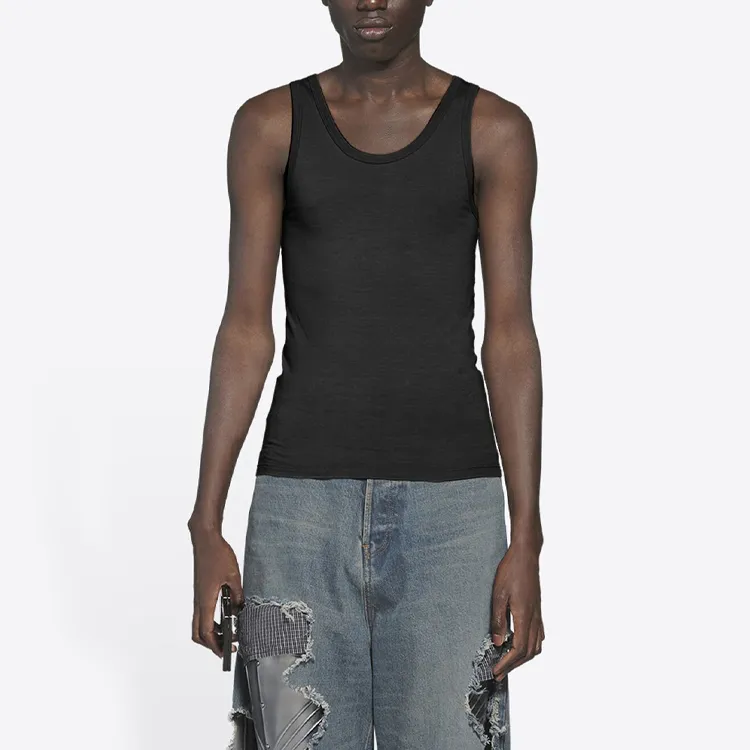 Balenciaga Tank Tops Slim Fit Men's Black-3