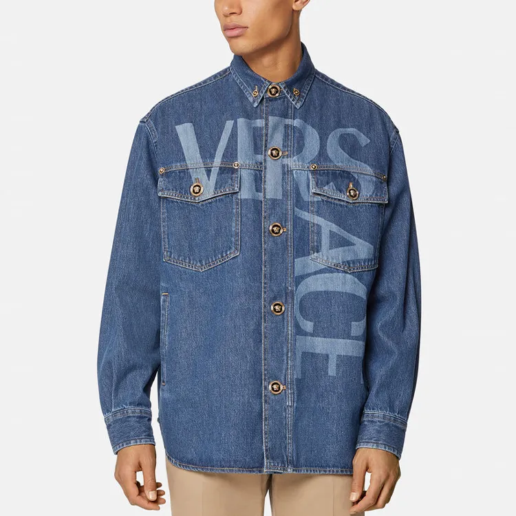 VERSACE Denim Jackets Men Blue-3