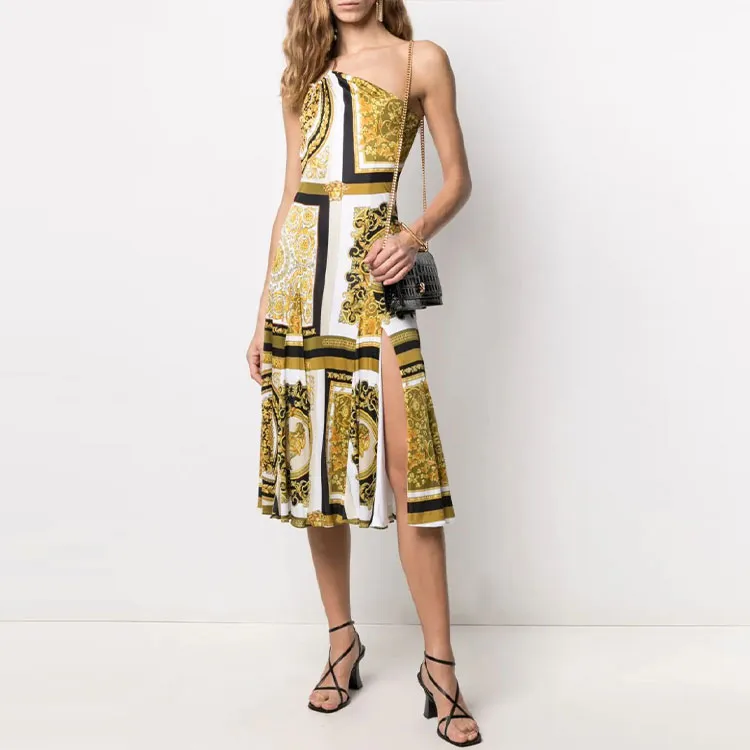 VERSACE Sleeveless Dresses Women's Yellow-1