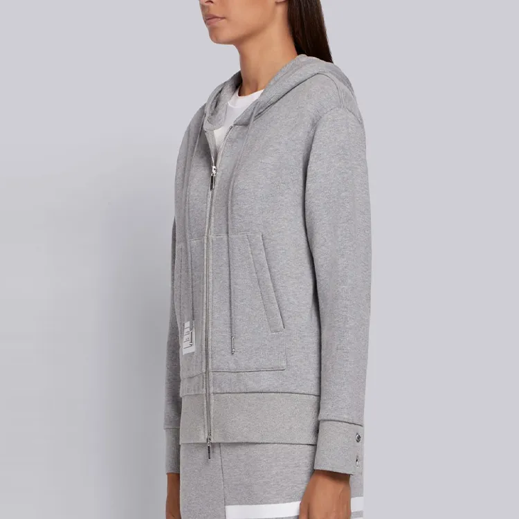 THOM BROWNE Zipped Drawstring Hoodie-3