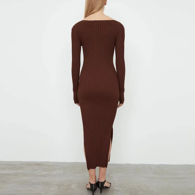 TOTEME Long-Sleeved Dresses Women's Red Brown-2