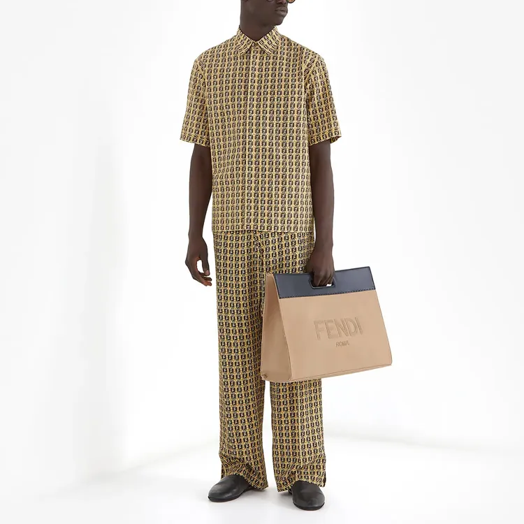 FENDI Shirts Men Yellow Brown-2