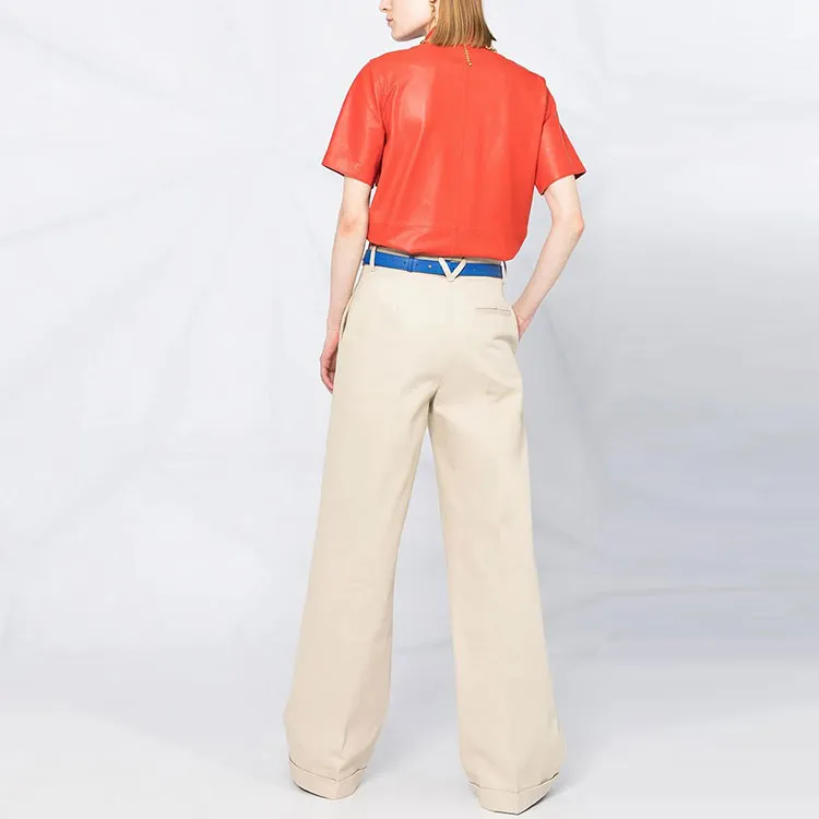 Bottega Veneta Wide Leg With Turn Up Cuffs Trousers Cream-2