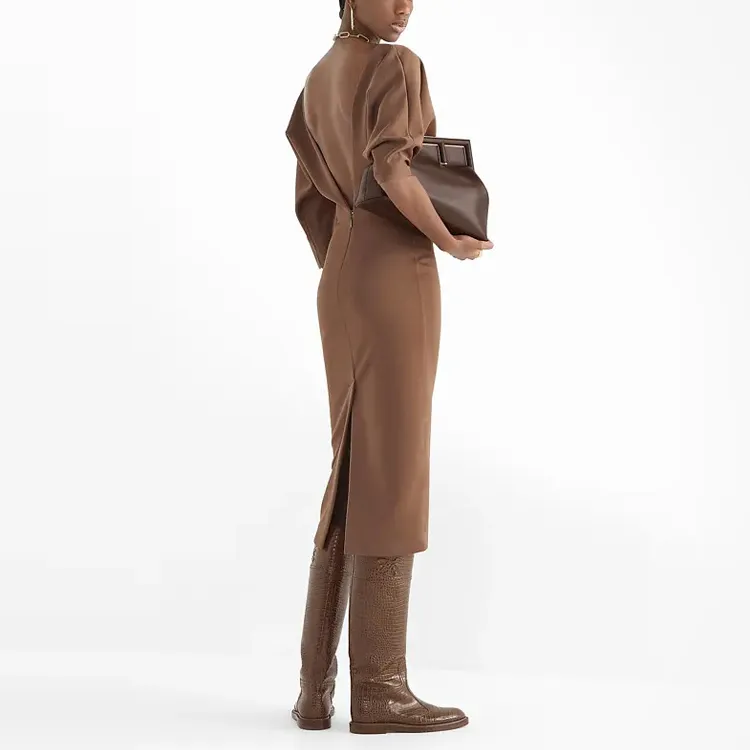FENDI Long-Sleeved Dresses Women's Brown-2