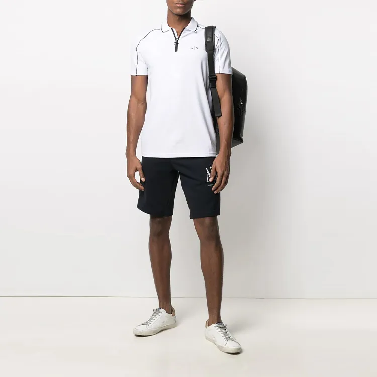 ARMANI EXCHANGE Men Logo-Embroidered Track Shorts Black-1