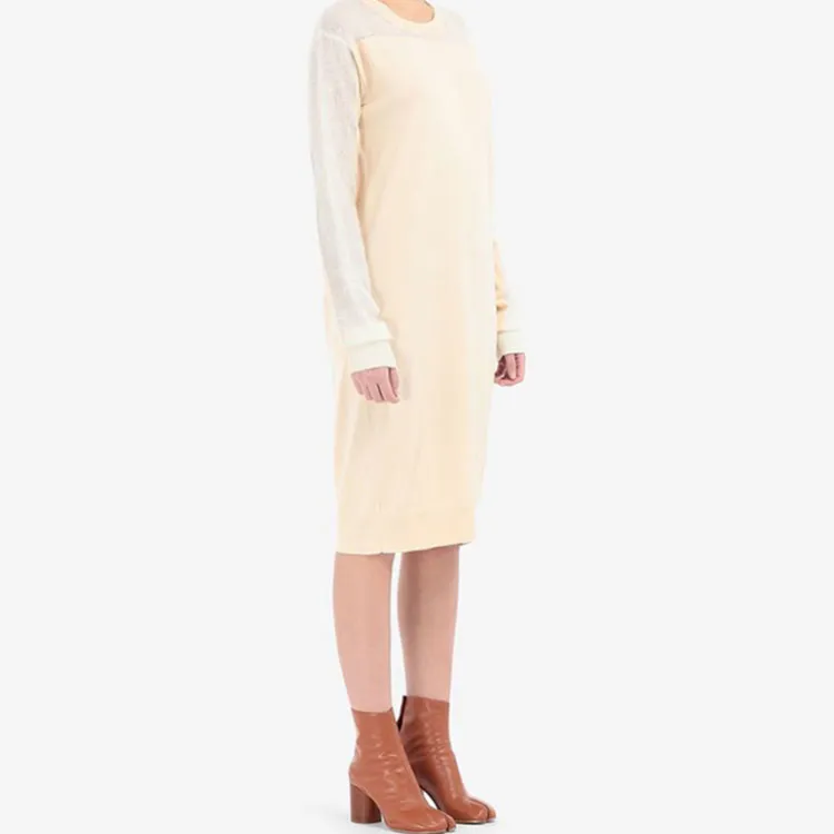 Maison Margiela Long Sleeved Dresses Women's Gray White-3