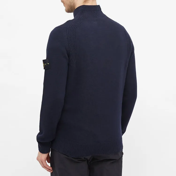 STONE ISLAND Logo Patch Mock Neck Sweater-3