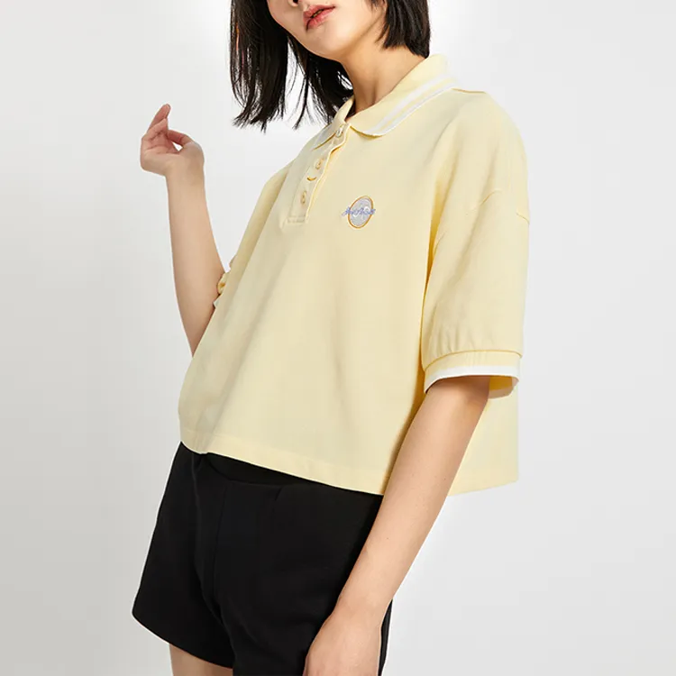 Converse Polo Shirt Women's Beige Yellow-2