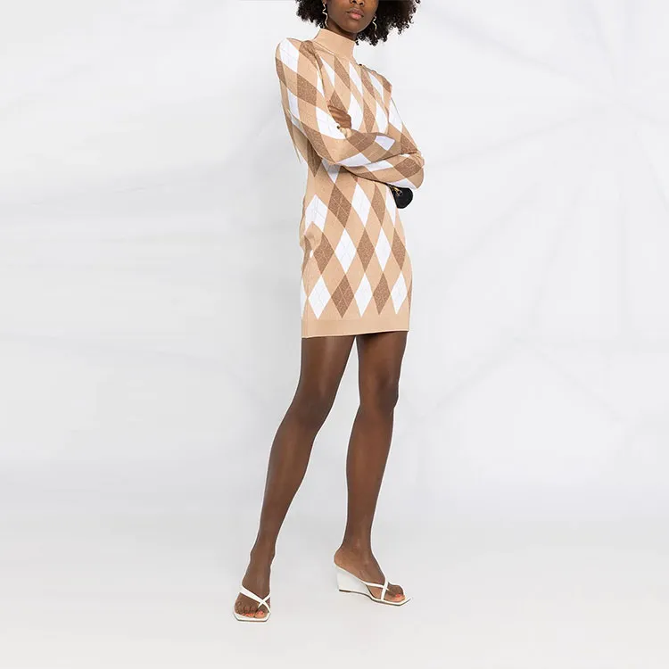 BALMAIN Long-Sleeved Dresses Women's Brown-3