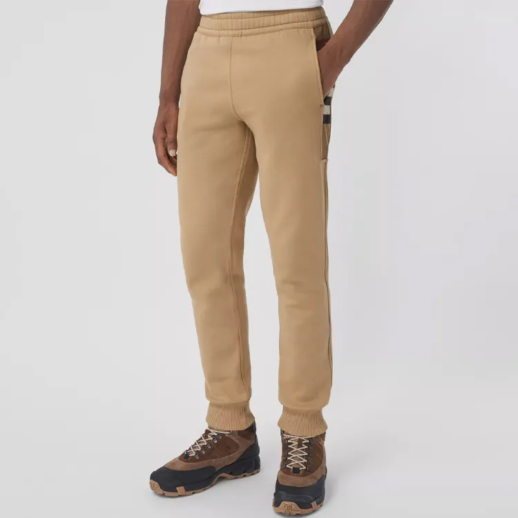 Burberry Check Panel Cotton Blend Jogging Pants-3