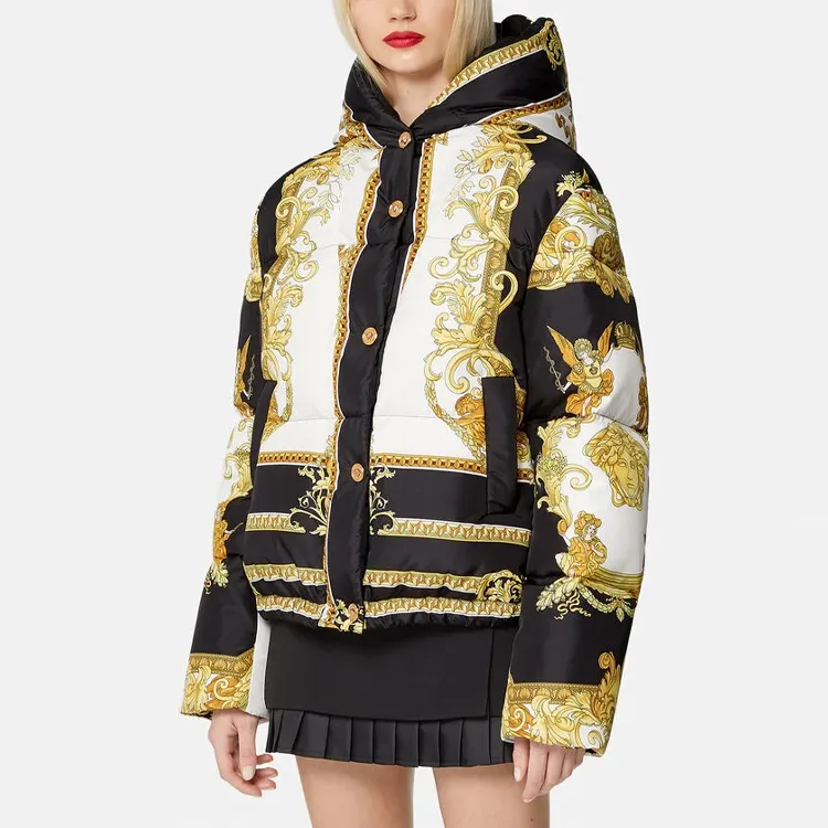VERSACE Down Jacket Women's Black Gold-1