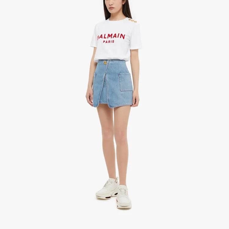 BALMAIN Denim Short Skirts Women's Blue-3