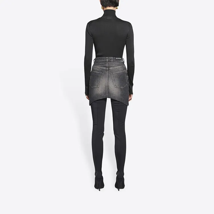 Balenciaga FW21 Denim Short Skirts Regular Fit Women's Black-3