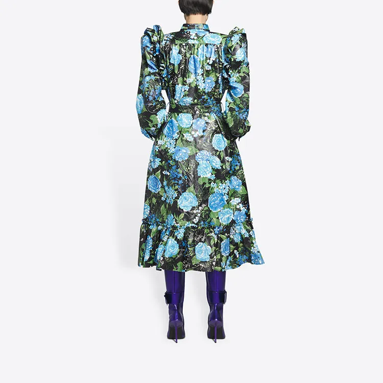 Balenciaga Long-Sleeved Dresses Women's Blue-3