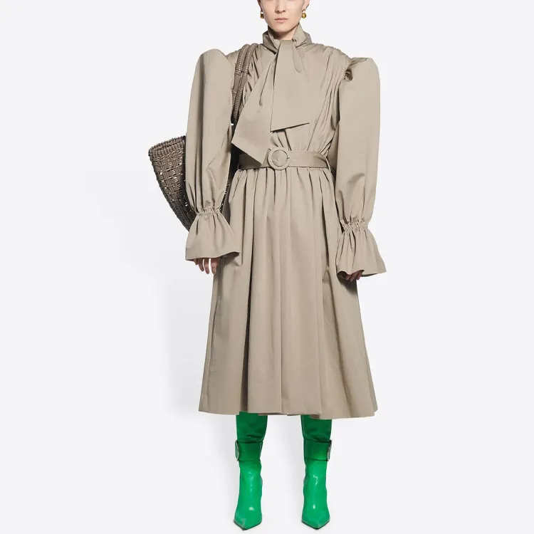 Balenciaga Long-Sleeved Dresses Women's Beige-3