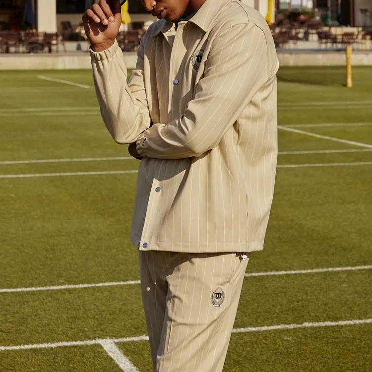 KITH X Wilson Pinstripe Double Knit Coaches Jacket-3
