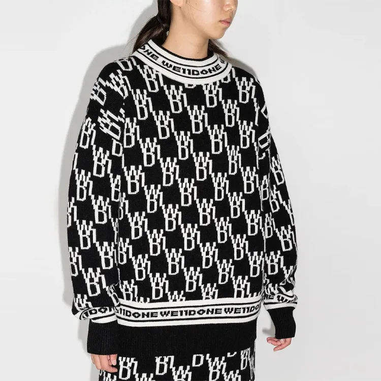 WE11DONE All-over Logo Crew-neck Jumper-1