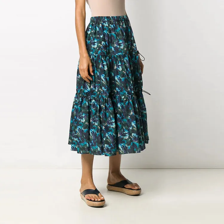 KENZO FW21 Casual Long Skirt Women's Blue-2