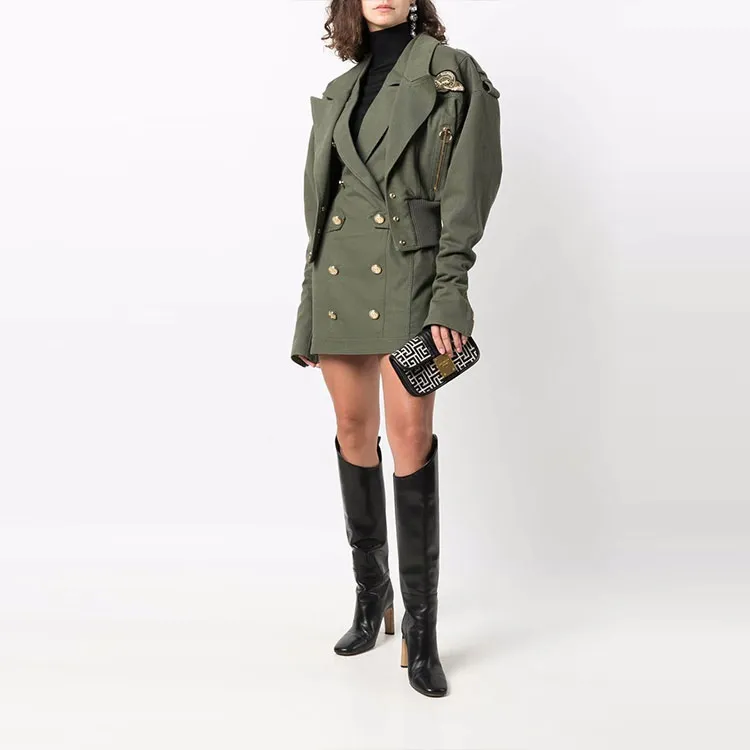 BALMAIN FW21 Sleeveless Dress Women's Green-2